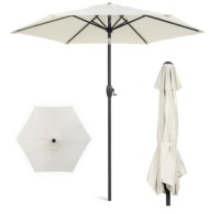 Outdoor Market Patio Umbrella w/ Push Button Tilt, Crank Lift - 7.5ft, Cream