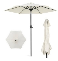 Outdoor Market Patio Umbrella w/ Push Button Tilt, Crank Lift - 7.5ft, Cream