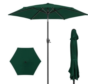 Outdoor Market Patio Umbrella w/ Push Button Tilt, Crank Lift - 7.5ft,APPEARS NEW 