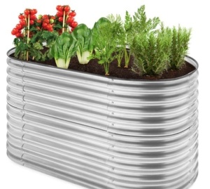 Raised Oval Garden Bed, Customizable Elevated Outdoor Metal Planter - 63in,APPEARS NEW