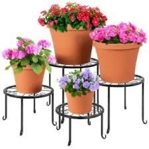 Set of 4 Indoor Outdoor Metal Nesting Plant Stands, Flowerpot Holders