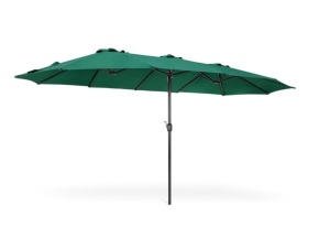 Best Choice Products 15x9ft Large Double-Sided Rectangular Outdoor Aluminum Twin Patio Market Umbrella w/ Crank and Wind Vents - GREEN,APPEARS NEW