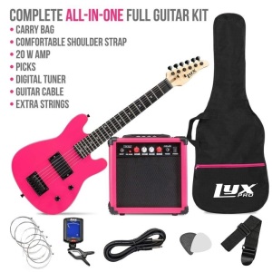 LyxPro 30" Electric Guitar Kit for Kids and Beginners with 20 Watt AMP, Pink - Appears New