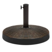 55lb Round Wicker Style Patio Umbrella Stand w/ Blackened Bronze Finish