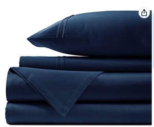 AURAVE 400-Thread Count 4 Piece Bedsheet Set, Full, Appears New, Retail 60.99