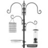 4-Hook Bird Feeding Station, Steel Feeder Stand w/ 2 Bird Feeders - 91in&nbsp;