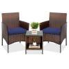 3-Piece Outdoor Patio Wicker Bistro Set w/ Side Storage Table&nbsp;
