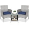 3-Piece Outdoor Patio Wicker Bistro Set w/ Side Storage Table&nbsp;