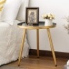 Aojezor Round Metal End Table,&nbsp;Gold & Gray - Appears New&nbsp;