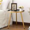 Aojezor Round Metal End Table,&nbsp;Gold & Gray - Appears New&nbsp;