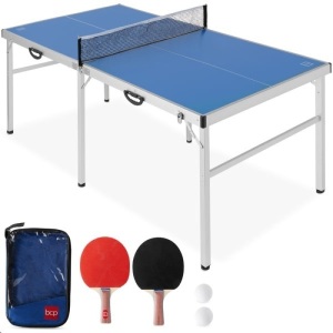 Portable Ping Pong Table Tennis Game Set w/ Paddles, Balls - 6x3ft 