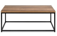 44in Modern Industrial Rectangular Wood Grain Coffee Table w/ Metal Frame, Brown