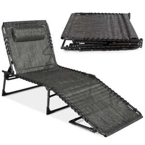 Portable Patio Chaise Lounge Chair Outdoor Recliner w/ Pillowv