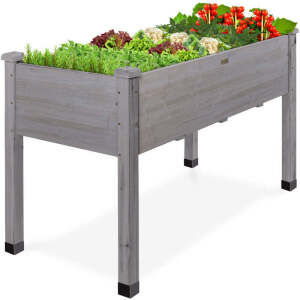 Raised Garden Bed, Elevated Wooden Planter Box w/ Foot Caps - 48x24x30in