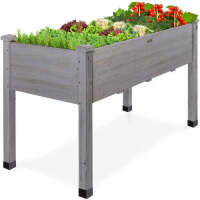 Raised Garden Bed, Elevated Wooden Planter Box w/ Foot Caps - 48x24x30in