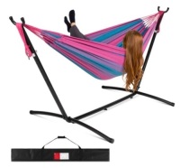 2-Person Brazilian-Style Double Hammock w/ Carrying Bag and Steel Stand, Aster