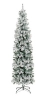 Snow Flocked Artificial Pencil Christmas Tree w/ Stand, 7.5 Ft.