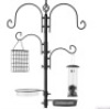 4-Hook Bird Feeding Station, Steel Feeder Stand w/ 2 Bird Feeders - 91in,APPEARSNEW
