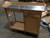 Wood Bar Cart - Damaged Leg, Door Screwed on Wrong&nbsp;