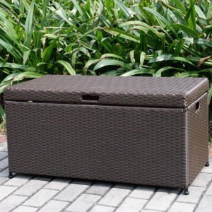 Jeco Espresso Wicker Patio Storage Deck Box - Appears New 