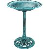 Vintage Outdoor Garden Bird Bath w/ Fleur-de-Lis Accents