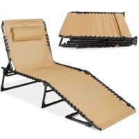 Portable Patio Chaise Lounge Chair Outdoor Recliner w/ Pillow