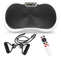 Vibration Plate Exercise Machine Full Body Fitness Platform w/ Bands, White