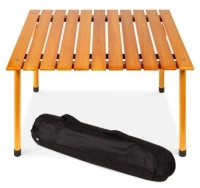 Foldable Indoor Outdoor Wooden Table w/ Carrying Case - 28x28in