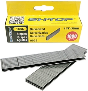 Case of (30) BHTOP 9032 1 1/4" 18 Guage Galvanized Narrow Crown Staples, Heavy Duty Brad Nails for Nail Gun - Appear New in Damaged Box 