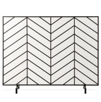 Single Panel Iron Chevron Fireplace Screen w/ Antique Finish - 38x31in&nbsp;