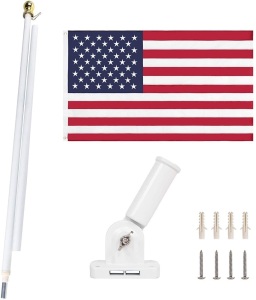 NQ 6FT Aluminum Tangle Free Spinning Flag Pole Bracket Kit, White - Appears New  