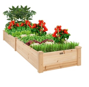 8x2ft Wooden Raised Garden Bed Planter for Garden, Lawn, Yard,APPEARS NEW