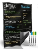 Magnetic Menu Board for Kitchen Fridge w/&nbsp;Chalk Markers, New, Retail 14.99