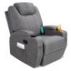 Linen Fabric Swivel Massage Recliner Chair w/ Remote Control, 5 Modes