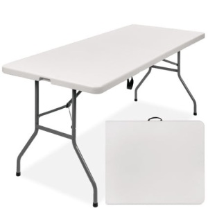 6ft Portable Folding Plastic Dining Table w/ Handle, Lock 