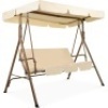 3-Person Outdoor Canopy Swing Glider Furniture w/ Cushions, Steel Frame, Unknown if Complete