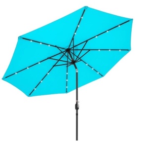 Solar LED Lighted Patio Umbrella w/ Tilt Adjustment, UV-Resistance - 10ft,E-COMMERCE RETURN