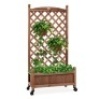 Wood Planter Box & Lattice Trellis w/ Drainage, Optional Wheels, 60in
