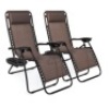 Set of 2 Adjustable Zero Gravity Patio Chair Recliners w/ Cup Holders, Brown
