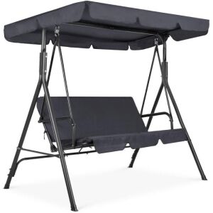 3-Person Outdoor Large Convertible Canopy Swing Glider Lounge Chair w/ Removable Cushions