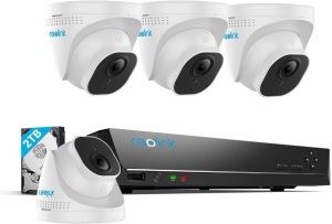 REOLINK 4K Poe Security Camera System, Wired 8MP Outdoor PoE IP Cameras 4pcs, H.265 8CH NVR with 2TB HDD for 24x7 Recording, Night Vision. $529 Retail Value. NEW