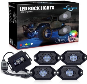 MICTUNING RGB LED Rock Lights with Upgraded APP Bluetooth Controller, Timing Function, Music Mode - 4 Pods Multicolor Neon LED Light Kit. NEW