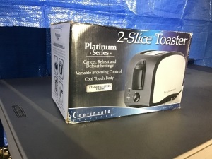 Continental 2 Slice Extra Wide Slot Toaster, Stainless Steel, New, Retail - $24.99