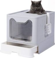Dymoll Foldable Top Entry Litter Box with Lid