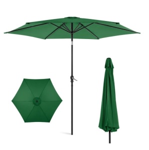 Outdoor Steel Market Patio Umbrella Decoration w/ Tilt, Crank Lift - 10ft, APPEARS NEW