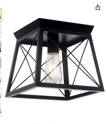 Unitary Antique Black metal Frame  Flush mount ceiling light, E26 bulb, New, Retail - $39.99