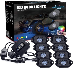 MICTUNING 2nd-Gen RGB LED Rock Lights with Bluetooth Controller, Timing Function, Music Mode - 8 Pods Multicolor Neon LED Light Kit. NEW