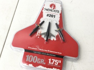 SWHACKER1.75"  CUTTING DIAMETTER#201 100GR. 3 BROADHEADS  PRACTICE HEAD 6 REPLACEMENT BANDS,NEW