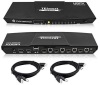 Lot of (1) New TESmart 4-Port HDMI KVM Switch with 2 Pcs 5ft KVM Cables 3840x2160@60Hz 4:4:4 UHD Supports L/R Audio Output and USB 2.0 Device Control