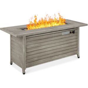 50,000 BTU Rectangular Propane Gas Fire Pit Table w/ Storage, Cover - 57in